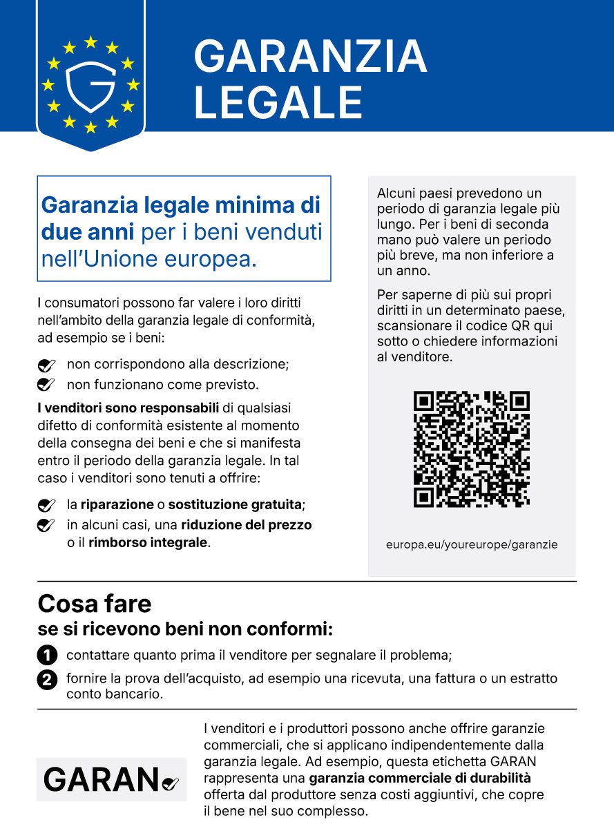 Garanzia legale: avviso armonizzato UE
