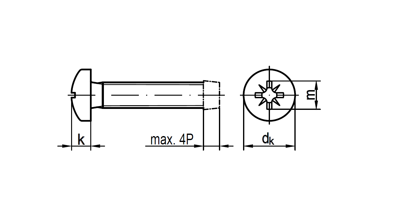 DIN 7500 C PZ gewindefurchende Schraube Linsenkopf Stahl verzinkt M 6x25