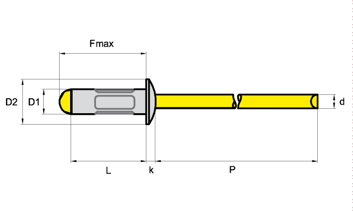 Mehrbereichs-Blindniete Flachkopf offen Al/St 4,0x17 (Klemmbereich 6,4 - 13,5 mm)