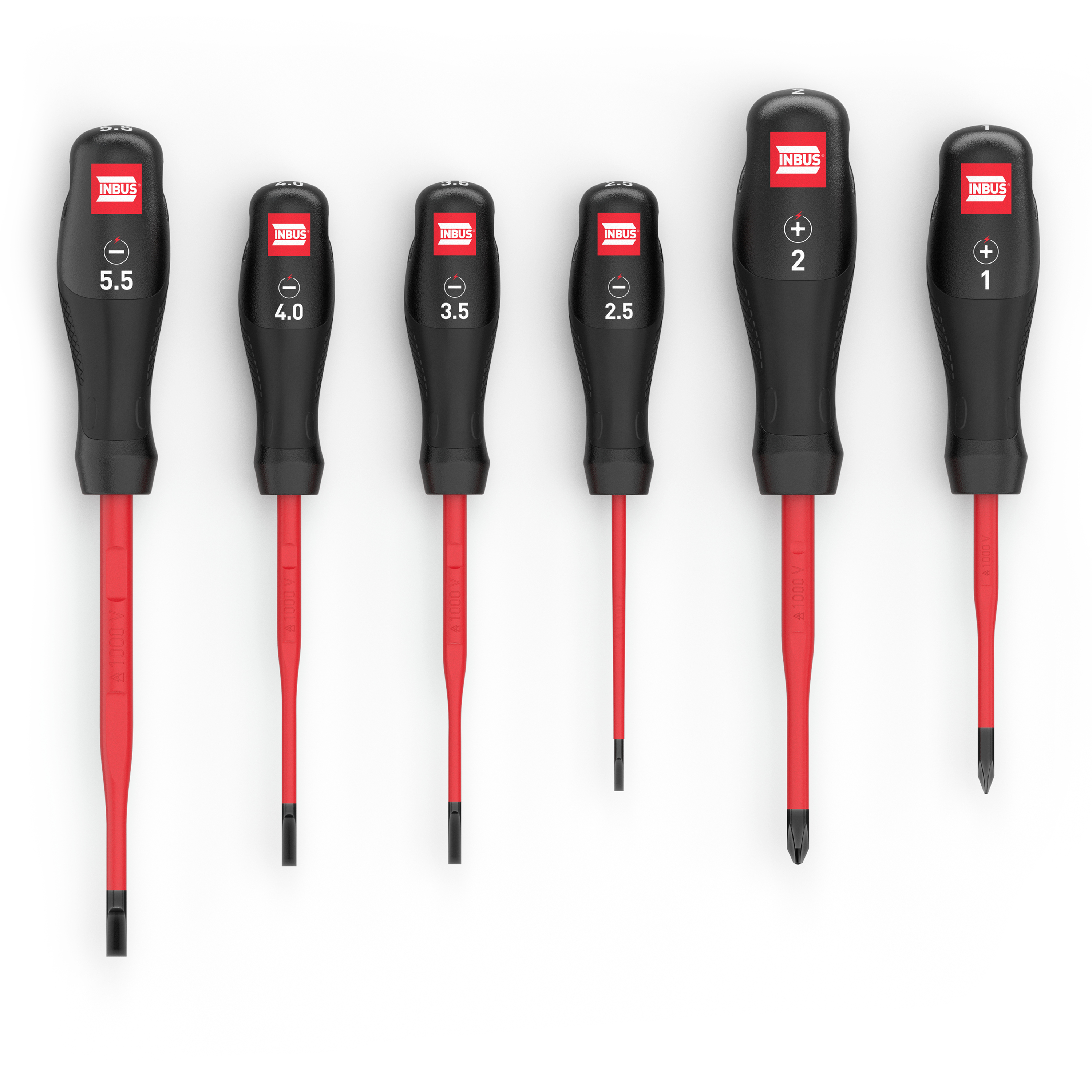 INBUS® 73868 VDE Schraubendreher Set 6tlg, SL2.5–5.5 & PH1–2, mit HybridTouch & VDEslim
