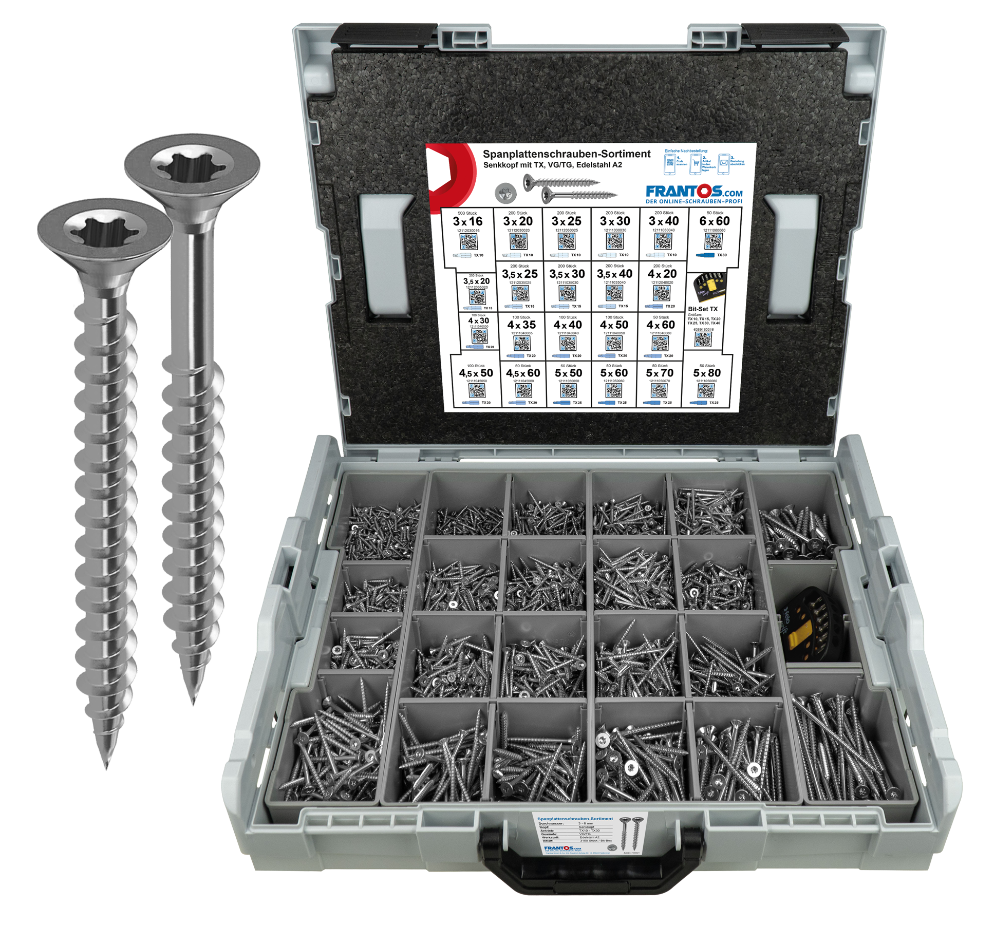 Viti Per Terrazzo Fischer PowerFast A2 - Inox, Testa Svasata, Per Legno Di Terrazza, 5x60 Mm