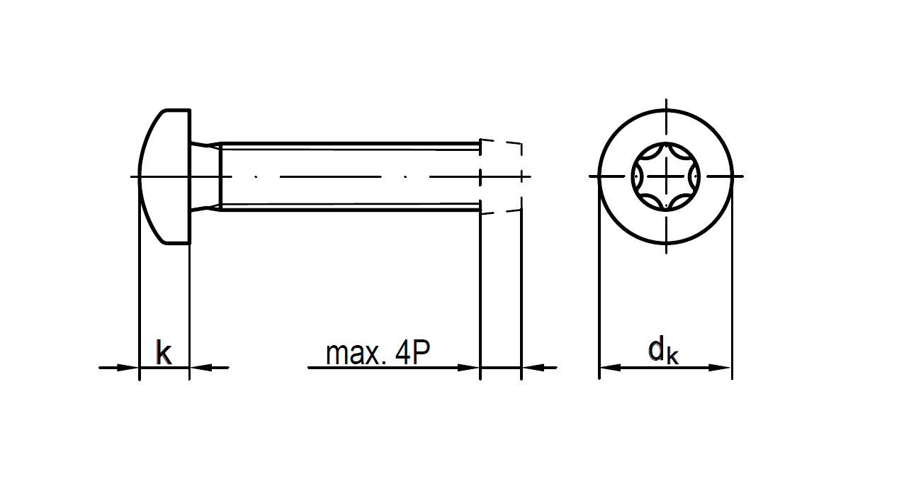 DIN 7500 CE TX gewindefurchende Schraube Linsenkopf Stahl verzinkt M 4x10