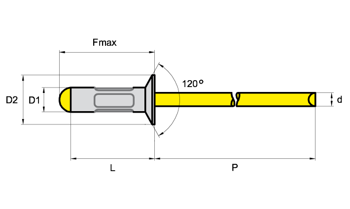 Mehrbereichs-Blindniete Senkkopf Alu/Stahl 4,8x14,0 (Klemmbereich4,0-10,0 mm)