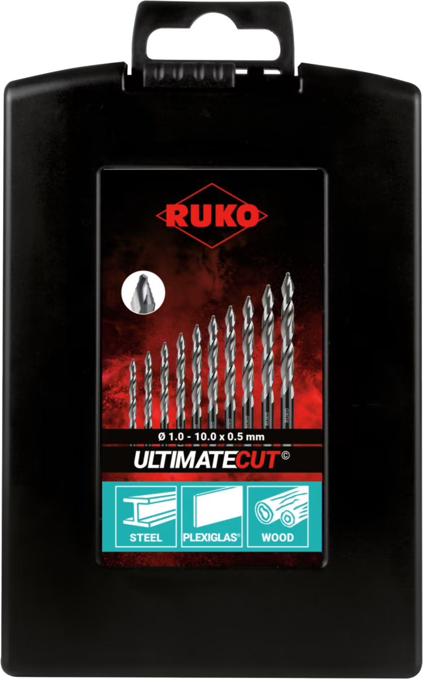 Ruko Spiralbohrer-Set – 19-teilig, HSS-G DIN 338 Typ N, Für Metall, Holz & Mehr