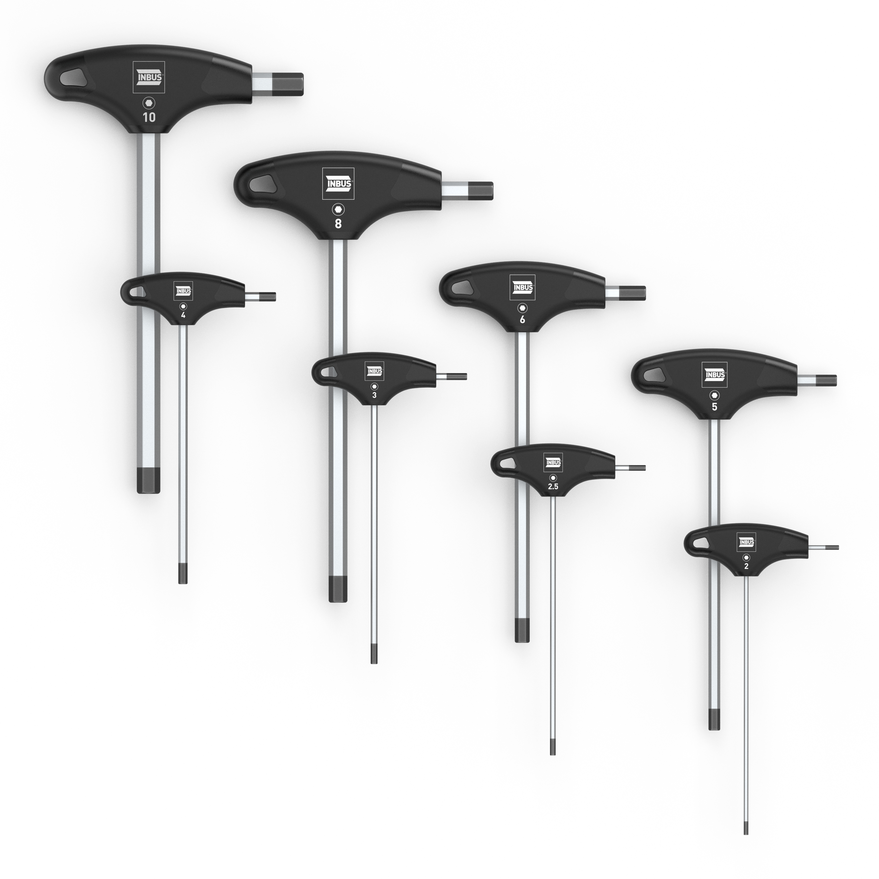 Inbus Plug INBUS® 70129 Winkelschraubendreher-Set, T-Griff mit HybridTouch, 8-tlg ...