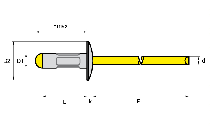 Mehrbereichs-Blindniete offen Al/St 4,8x10,0 Großkopf K16 (Klemmbereich 1,0 - 6,0 mm)