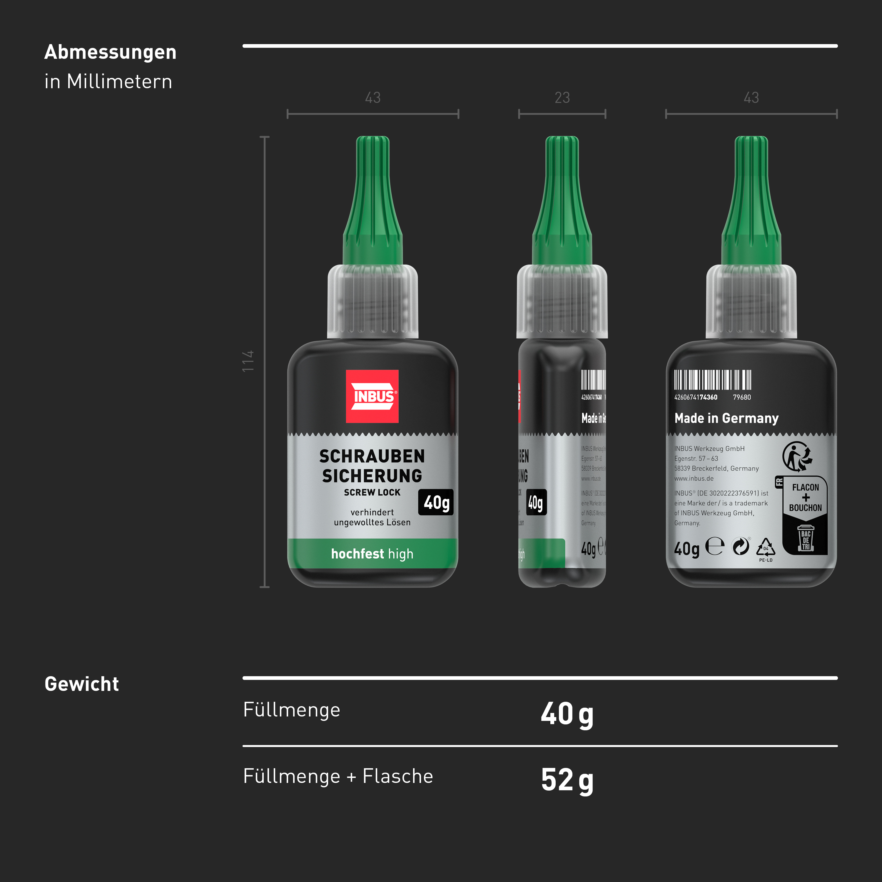 INBUS® 79680 Schraubensicherung hochfest, 40 g - Made in Germany ...
