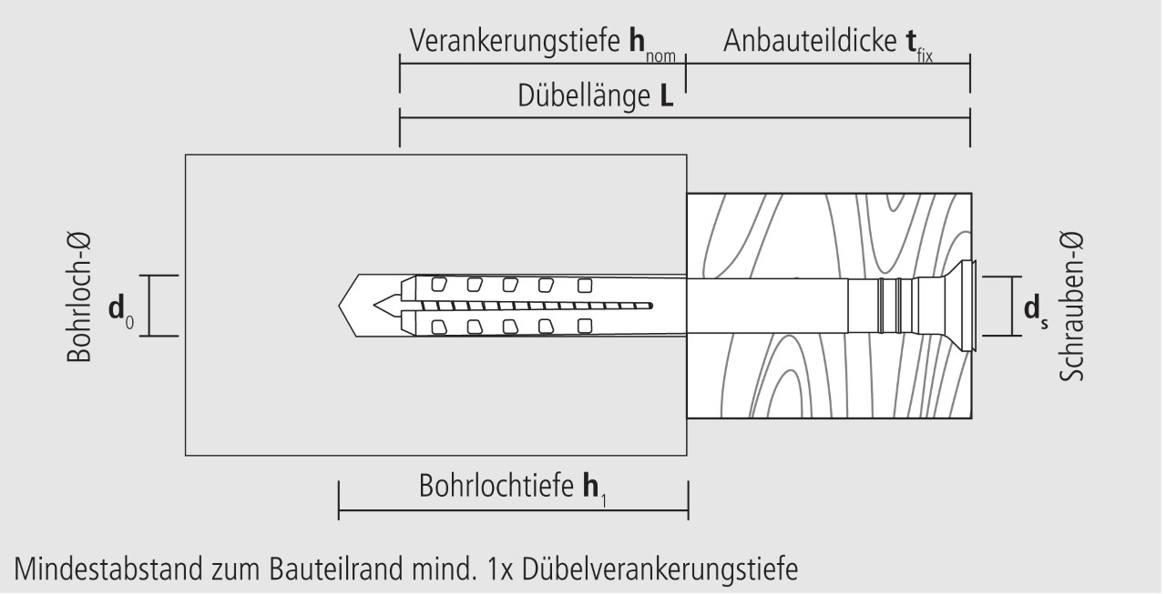 Technische Zeichnung Nageldübel NP